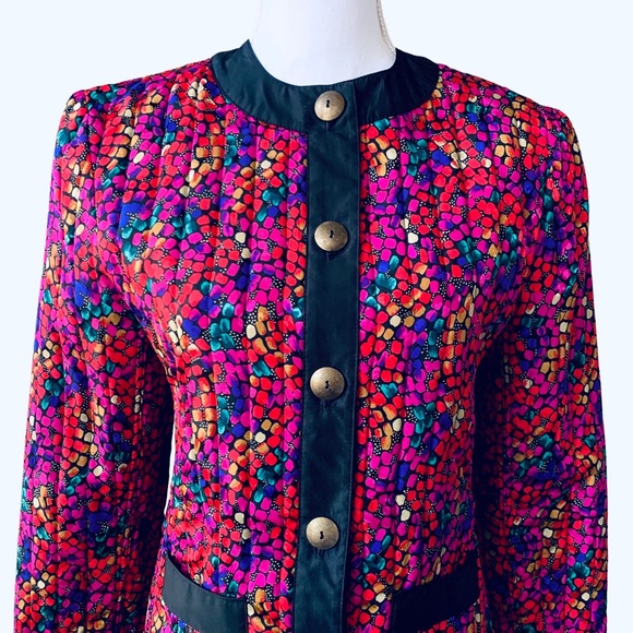 VINTAGE HOWARD WOLF MULTICOLOR QUILTED BLAZER - Picture 14 of 15